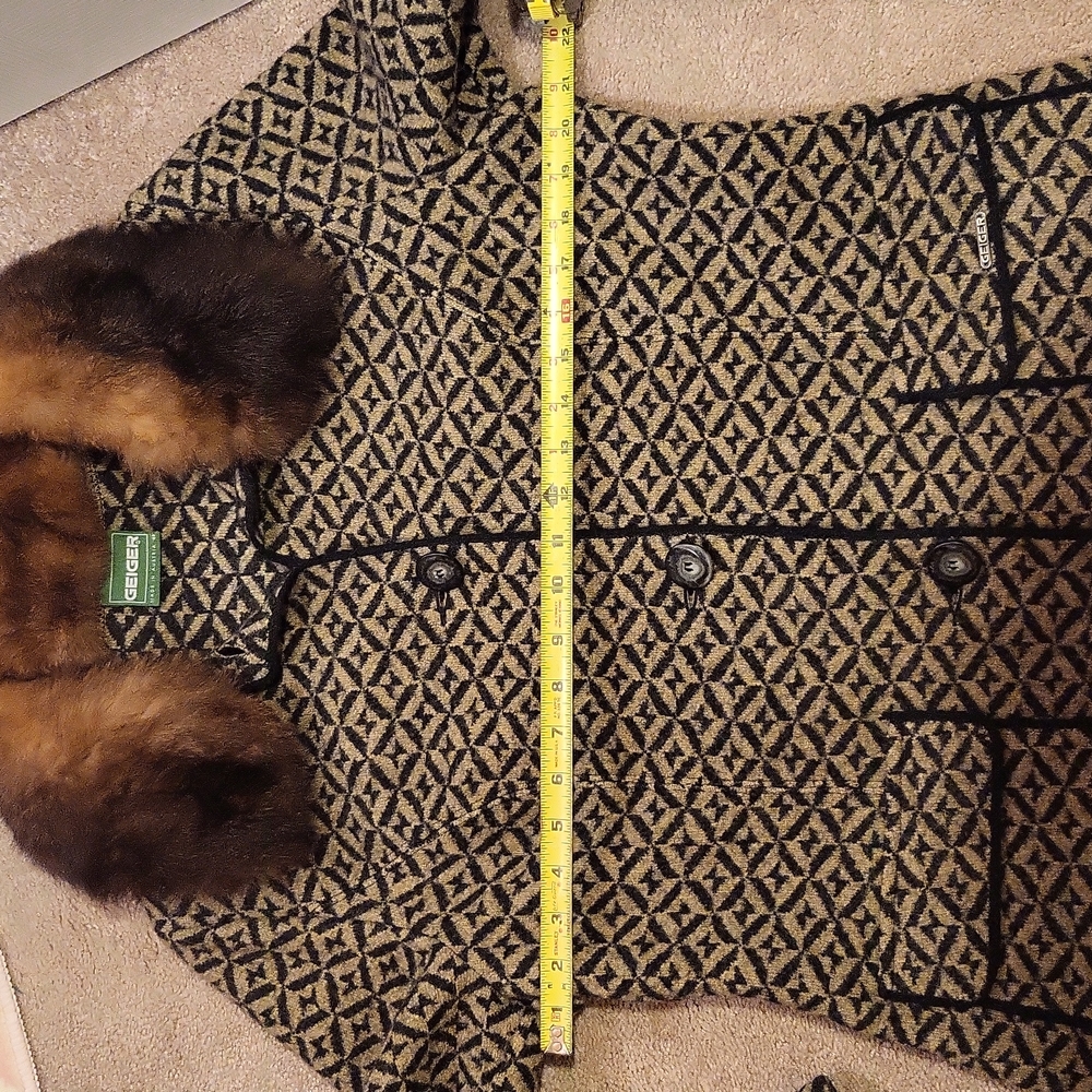 GEIGER Fur Trim Wool Coat - Picture 4 of 9